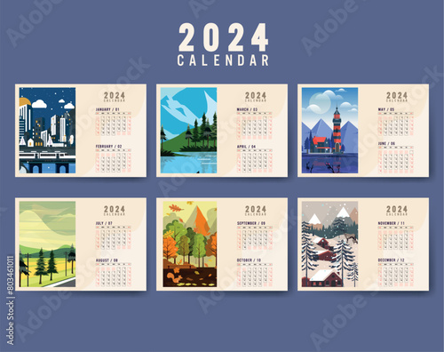  Fold Tent Calendar 2024 template graphics 