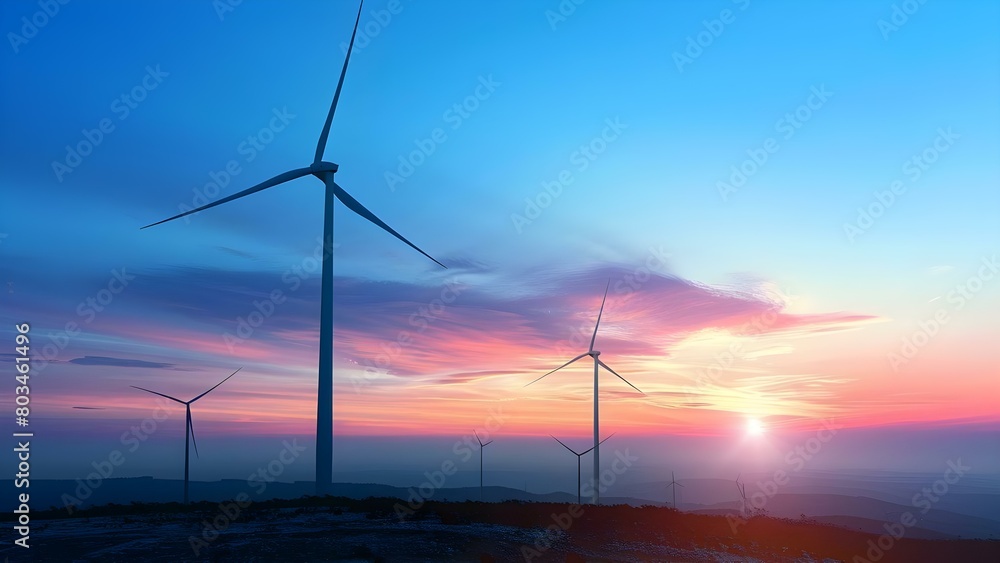 Harnessing Wind Power: A Symbol of Renewable Energy's Impact on Climate Goals. Concept Renewable Energy, Wind Power, Climate Change, Sustainability Goals, Impactful Solutions