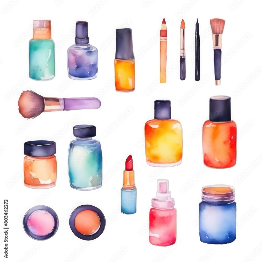 The illustration features makeup cosmetics, including eye shadow in vibrant, multi-colored shades. It can be used for beauty blogs, fashion magazines, and cosmetic advertisements. The illustration features makeup cosmetics, including eye shadow in vibrant, multi-colored shades. It can be used for beauty blogs, fashion magazines, and cosmetic advertisements.
