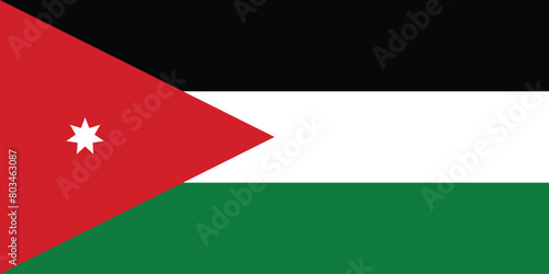 National flag of Jordan original size and colors vector illustration, kingdom jordan flag used Pan-Arab Colors, similar Flag of the Arab Revolt