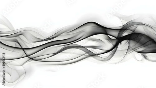 Glowing Waves and Smoke on Abstract Black and White Background. Concept Abstract Photography, Monochrome Art, Nature Elements, Atmospheric Effects, Creative Compositions