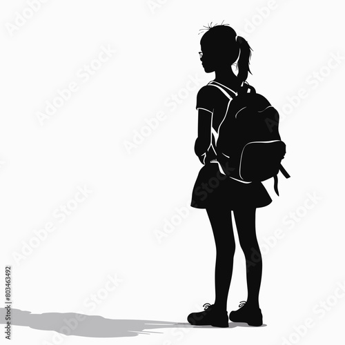 silhouette of a schoolgirl on a white background. Generative AI