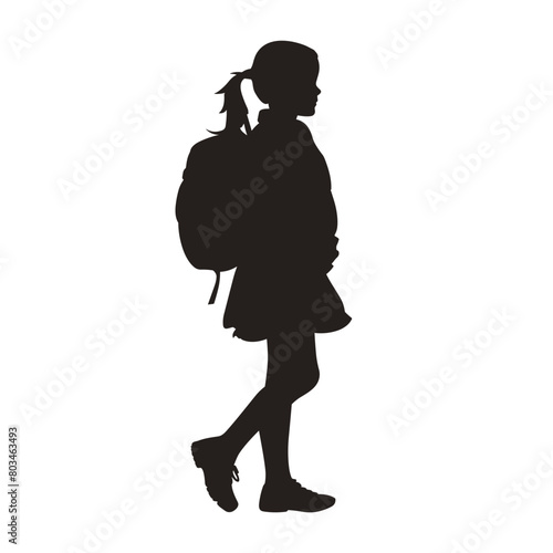 silhouette of a schoolgirl on a white background. Generative AI