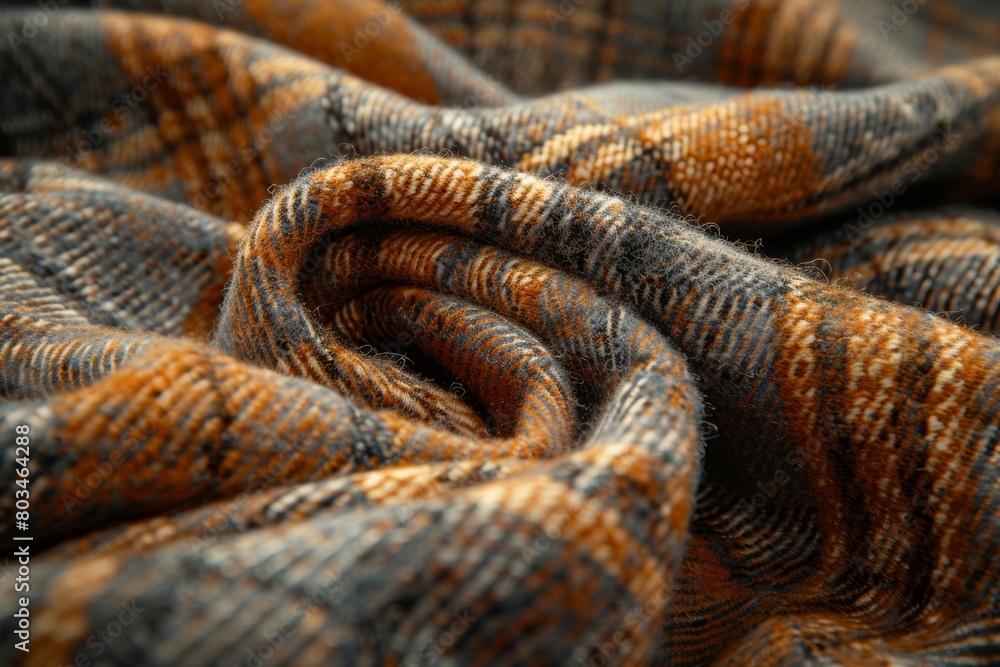A piece of fabric with a checkered pattern and a brown and gray color A piece of fabric with a checkered pattern and a brown and gray color