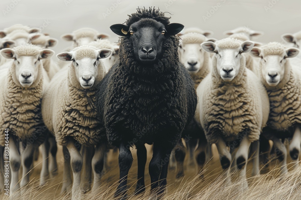 Obraz premium Black sheep. Backdrop with selective focus and copy space