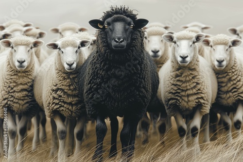 Black sheep. Backdrop with selective focus and copy space photo