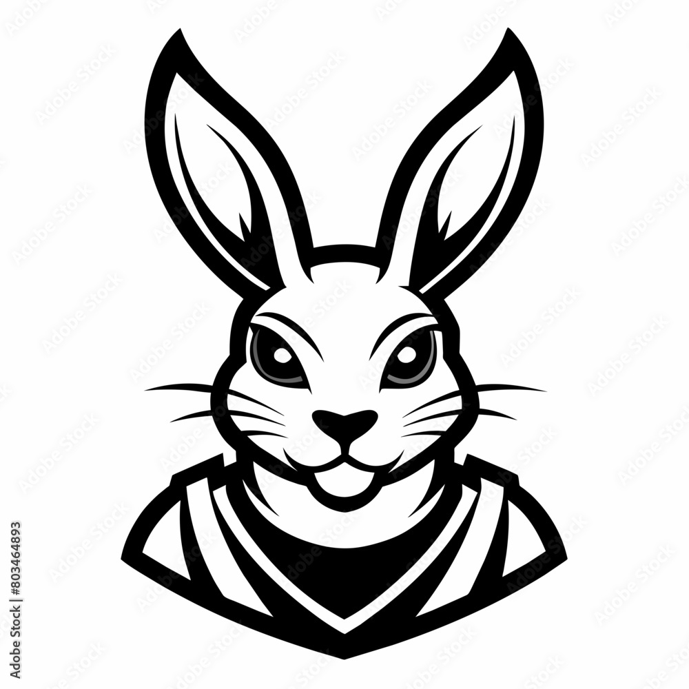 rabbit bold line art illustration vector art 