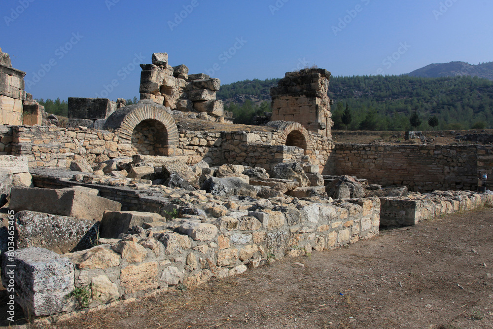 Ancient ruins of Hierapolis City near Pamukkale travertians, Denizli, Turkey