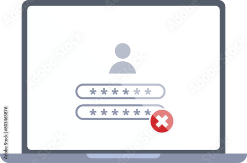 Alert laptop access icon cartoon vector. Wrong password. Denied service