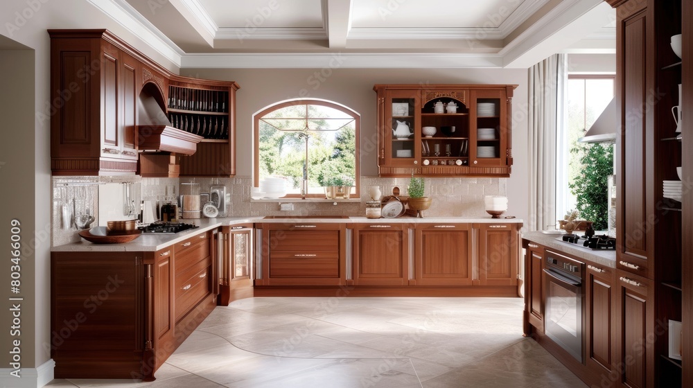 Modern kitchen interior design with wooden kitchen corner with table Modern kitchen interior design with wooden kitchen corner with table