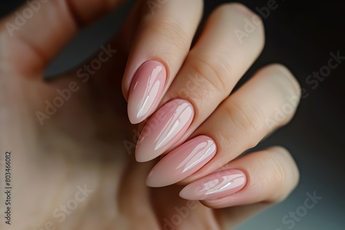 a woman s hand with a manicure and a pink nail polish