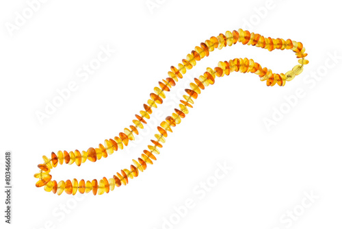 Natural Baltic Amber chain on white background photo