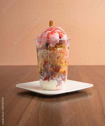 Strawberry and Vanilla Ice cream with Fresh Fruits and Dry Fruits, Semia, Kaskas, rose Milk 