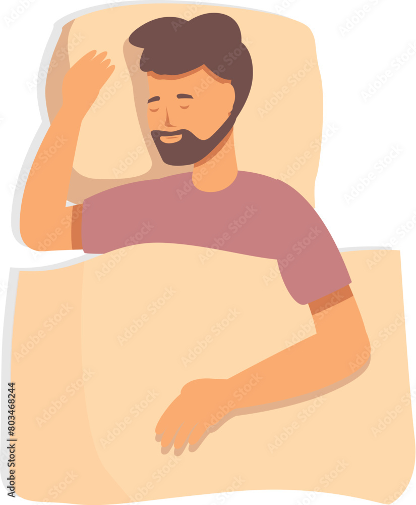 Sleepy bearded man icon cartoon vector. Asleep time. Resting happy healthy Sleepy bearded man icon cartoon vector. Asleep time. Resting happy healthy
