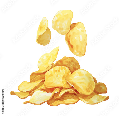 potato chips watercolor digital painting good quality