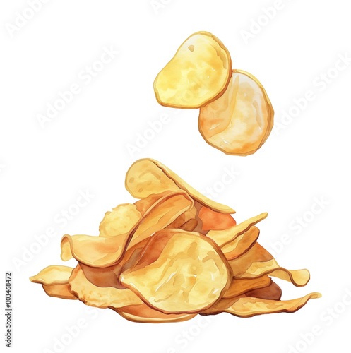 potato chips watercolor digital painting good quality