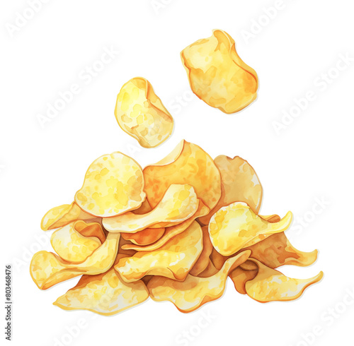 potato chips watercolor digital painting good quality