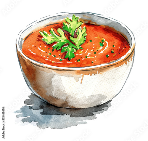 red tomato soup watercolor digital painting good quality