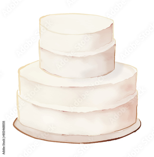 white cake watercolor digital painting good quality