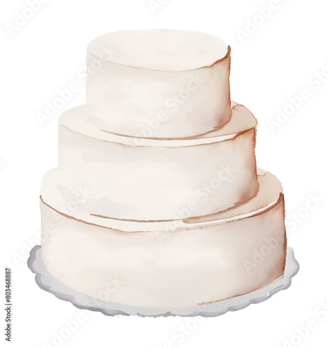 white cake watercolor digital painting good quality