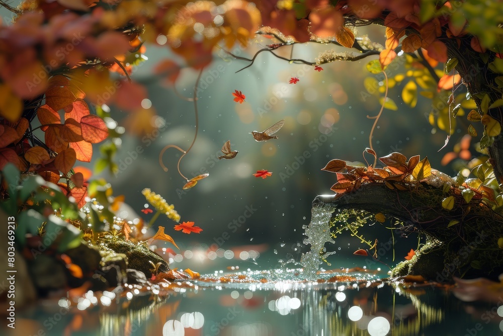 Stream Flowing Through Lush Green Forest Stream Flowing Through Lush Green Forest