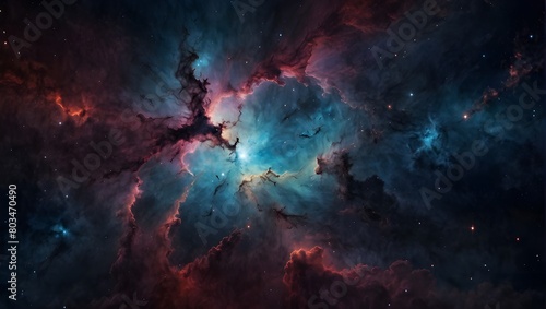 Nebula with vibrant space galaxy cloud. Starry, night sky. Astronomy and universe science. Wallpaper with a supernova background photo