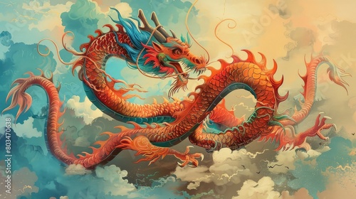 The traditional chinese dragon is depicted in this illustration