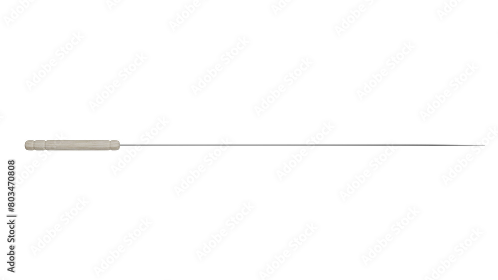 Barbecue skewer with light wood handle isolated on transparent and white background. Barbecue concept. 3D render Barbecue skewer with light wood handle isolated on transparent and white background. Barbecue concept. 3D render