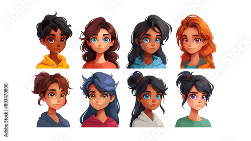 set of cartoon characters faces on a white background. Generative AI