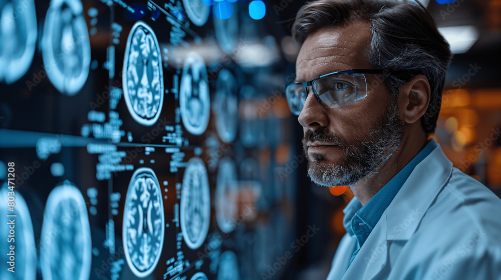 Doctor surgeon and neurologist use robotic and medical technology ...