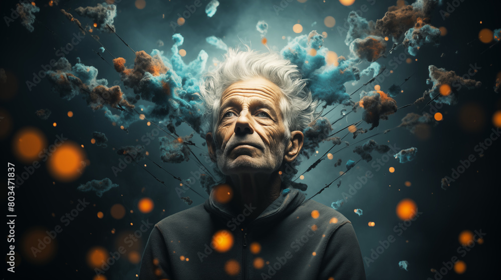 abstract portrait of an eldery person with Alzheimer's abstract portrait of an eldery person with Alzheimer's