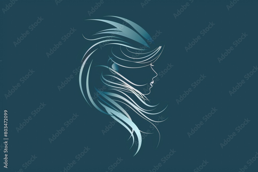 A woman's hair is shown in a stylized way on a blue background A woman's hair is shown in a stylized way on a blue background