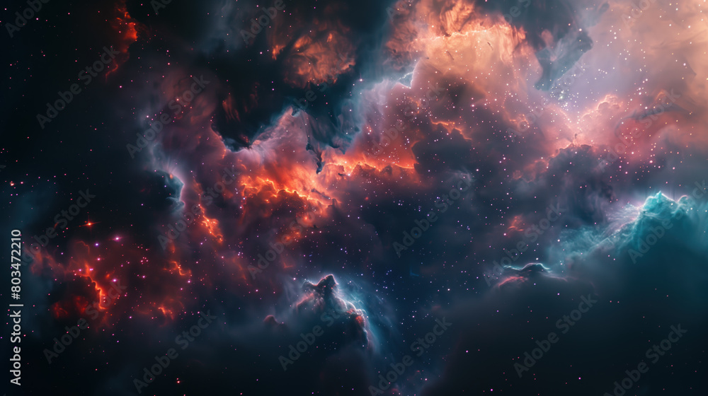 Fototapeta premium A colorful space scene with a purple cloud in the middle