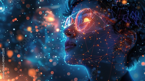 Digital painting of Traverse a digital cognitive where emotional intelligence guides every decision and interaction.