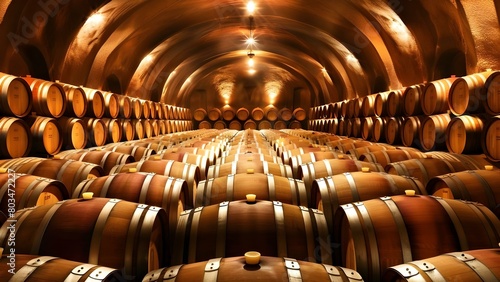 Aged oak barrels in a vintage wine cellar produce fortified dry-sweet Marsala. Concept Wine Production, Aged Oak Barrels, Vintage Cellar, Fortified Wine, Marsala Wine
