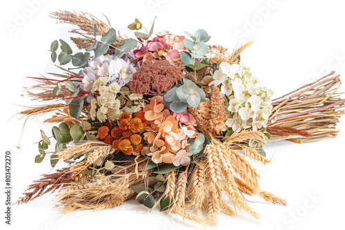A bouquet of flowers with a bunch of stems tied together