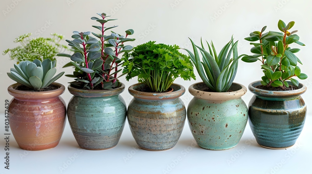 Soothing Visual Narrative: Potted Plant Collection in Natural Calmness