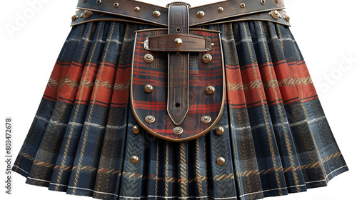 A Scottish kilt with tartan pattern on a transparent background. PNG format, This PNG file, with an isolated cutout object on a transparent background. 