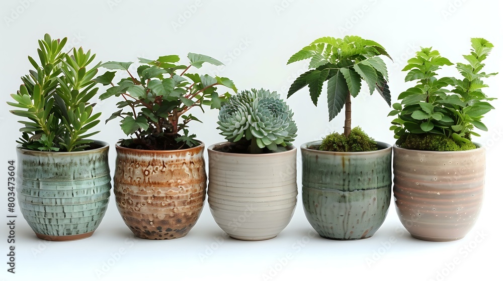 Tranquil Zen Garden: Potted Plants in Harmonious Sequence Tranquil Zen Garden: Potted Plants in Harmonious Sequence