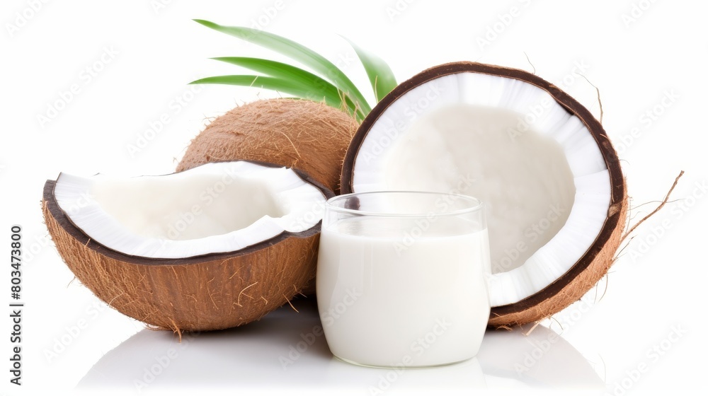 Glass of Milk Next to Coconut Glass of Milk Next to Coconut