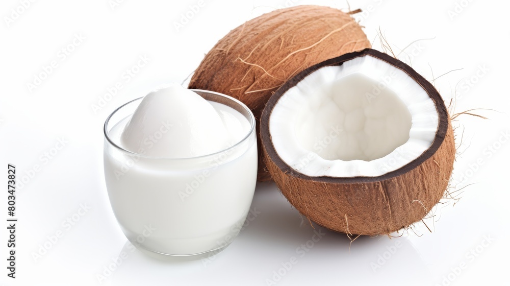 Glass of Milk Next to Coconut Glass of Milk Next to Coconut