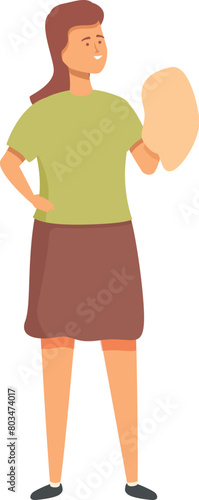 Girl take cleaning rag icon cartoon vector. Home routine. Hand work