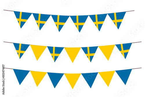 Flag of Sweden bunting elements isolate for decoration background border vector illustration. 