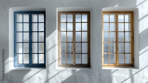 Tasteful Variety  Three Windows with Different Frame Colors