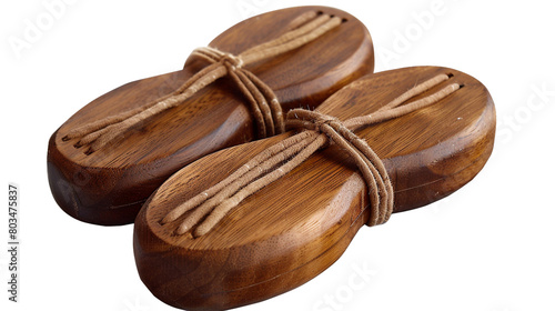 A Spanish castanet pair made of wood on a transparent background. PNG format, This PNG file, with an isolated cutout object on a transparent background.  photo