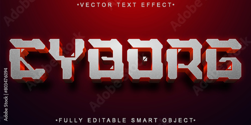 Robotic Silver Cybrog Vector Fully Editable Smart Object Text Effect