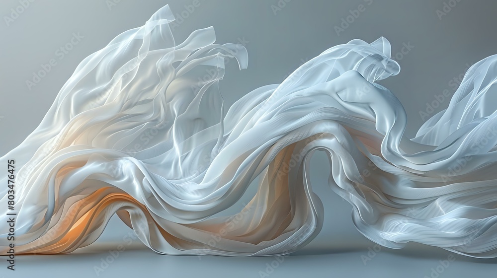 Fototapeta premium Ethereal Elegance: Floating Sheets in Serene Space