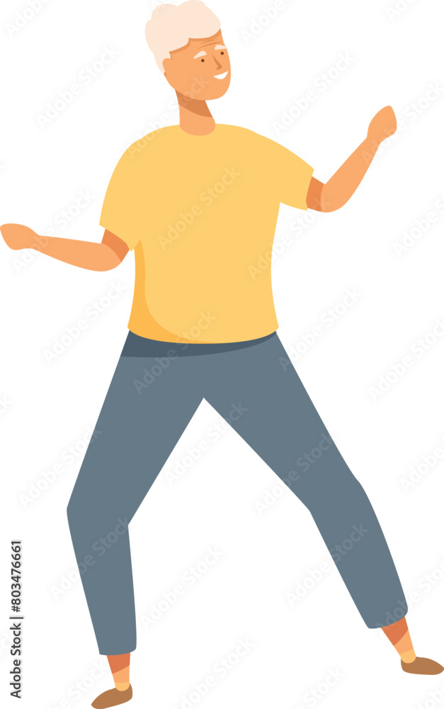 Fototapeta premium Senior man stretching icon cartoon vector. Morning exercise. Smiling face