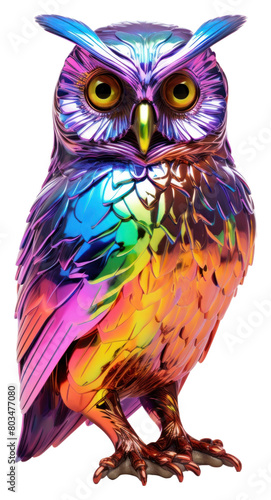 PNG  Owl iridescent animal purple bird.