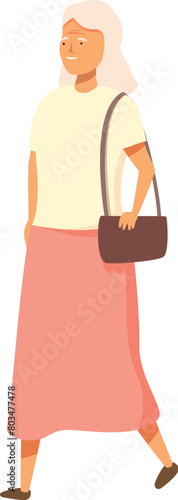 Senior woman going to shopping icon cartoon vector. Grandma shopper. Smiling lifestyle